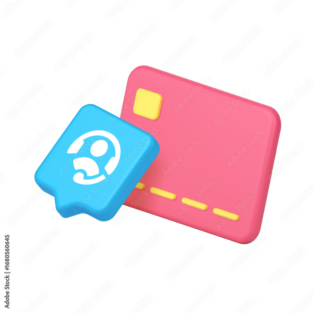 Poster credit card payment and customer service support symbol for banking finance app web design and help 