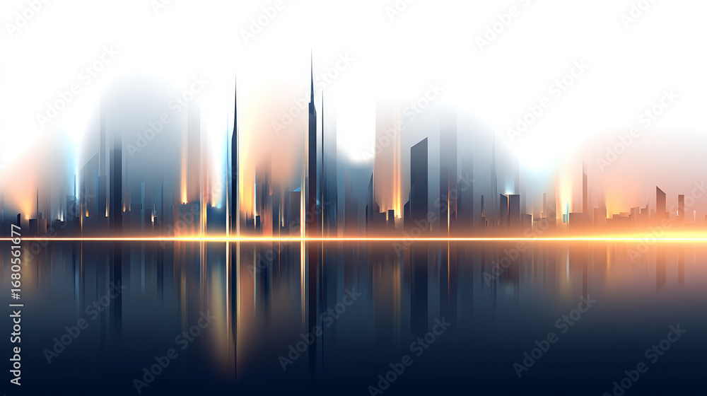 Poster dark, empty world minimalistic virtual futuristic reality with geometric shapes and floating structu