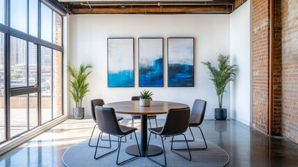 Modern Office Interior Design With Abstract Artwork
