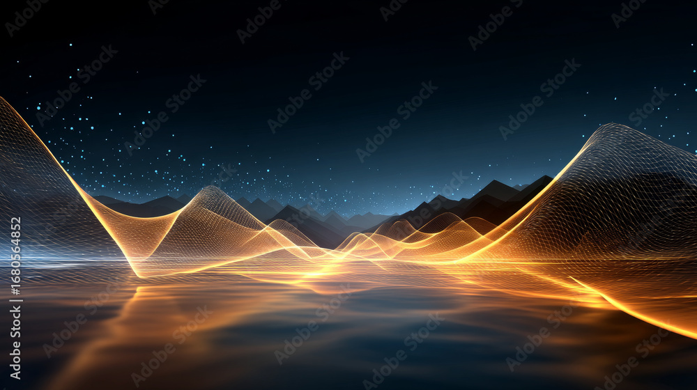 Fototapete dark, empty world minimalistic virtual futuristic reality with geometric shapes and floating structu