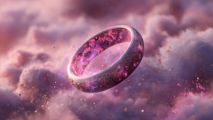 Floating ring in a pink cloud