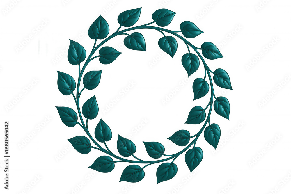 Poster green leaves forming a circular frame on a transparent background, perfect for adding a natural touc