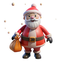 Obraz premium 3D Santa Claus Gift Sack Icon-Magic, Joy, Christmas, Transparent PNG
