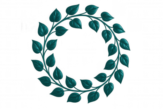 Green leaves forming a circular frame on a transparent background, perfect for adding a natural touch to designs