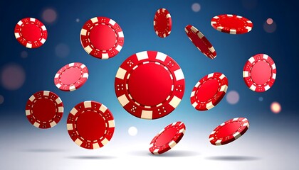 Red casino chips flying