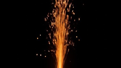 Golden Sparks Fountain on Black Background - Dynamic Glittering Firework Effect - Powered by Adobe