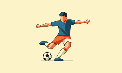 Obraz premium Vector Illustration of a Soccer Player Kicking the Ball with Dynamic Pose.