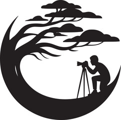 Photographer & Tree Silhouette  Circular Vector Art Celebrating Nature Creativity & Harmony
