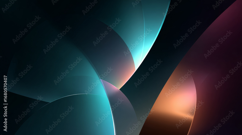 Aufkleber dark, empty world minimalistic virtual futuristic reality with geometric shapes and floating structu