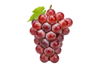 Fototapeta premium Fresh Red Grapes with Green Leaf on White Background.
