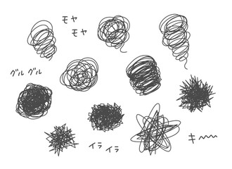 モヤモヤした感情を表したイラストセット