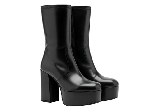 Black Platform Boots: Stylish and Modern Footwear Design. - Powered by Adobe