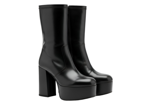 Black Platform Boots: Stylish and Modern Footwear Design.