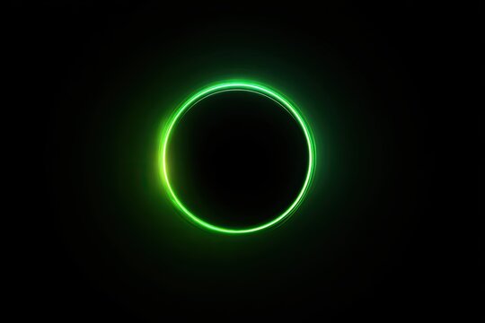 Bright neon green and lime green circle on black background