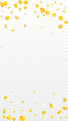 Korean won coins falling. Scattered gold WON