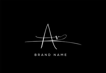 AV letter beauty cursive handwriting logo.