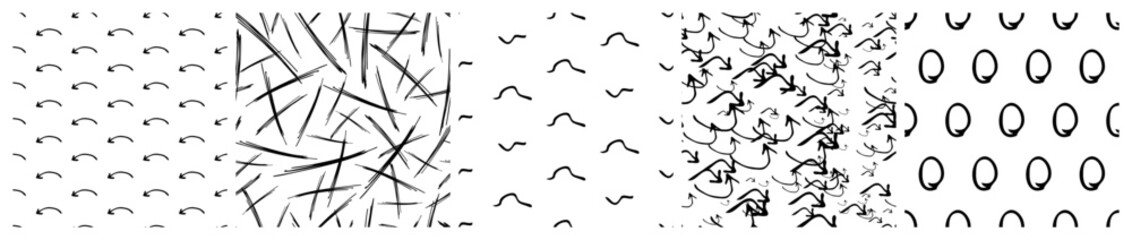 Set of seamless patterns with scribble smears