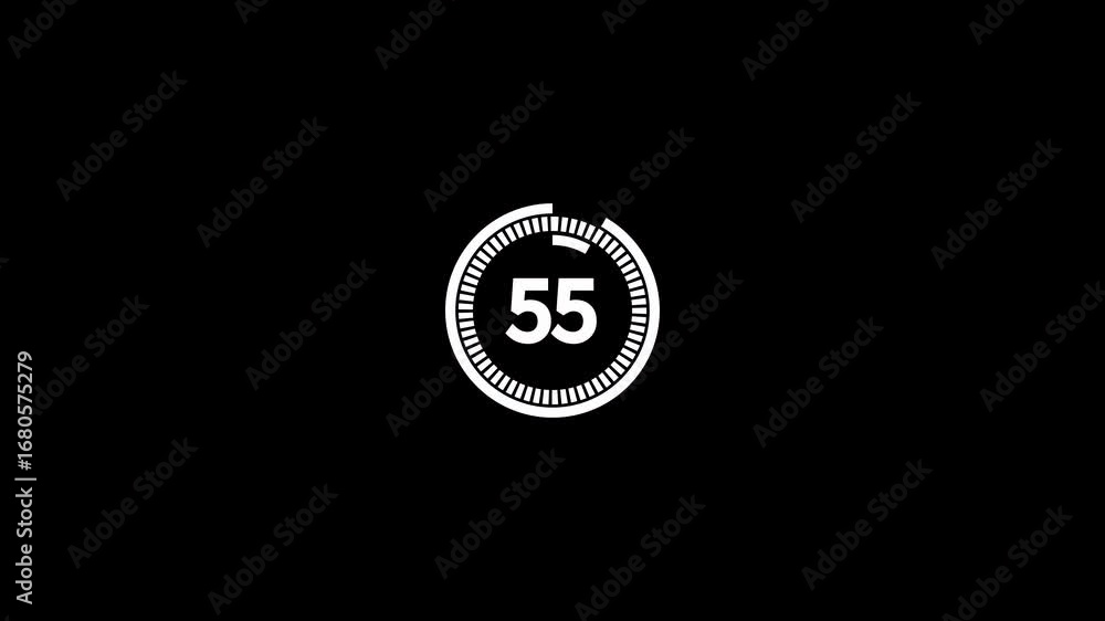 Poster one minute countdown animation from 60 seconds to 0 second with alpha channel, 1 minute countdown ti