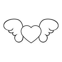 Angel wings icon vector. Heart with wings illustration sign. Valentines symbol or logo.