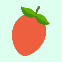 Simple and modern illustration of a peach with leaves on a light background
