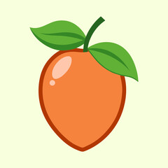 Simple cartoon illustration of an orange apricot fruit with green leaves