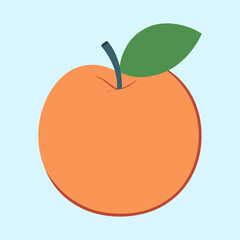 Simple Illustration of an Orange Fruit with a Green Leaf and Stem