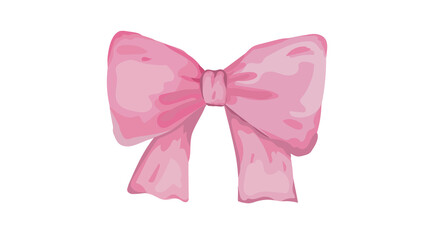 A beautifully tied pink ribbon bow with a soft, hand-painted watercolor texture, isolated on a white background for decorative design elements