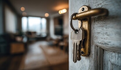 Keys in a doorway, home interior (1)