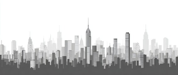 Monochromatic city skyline