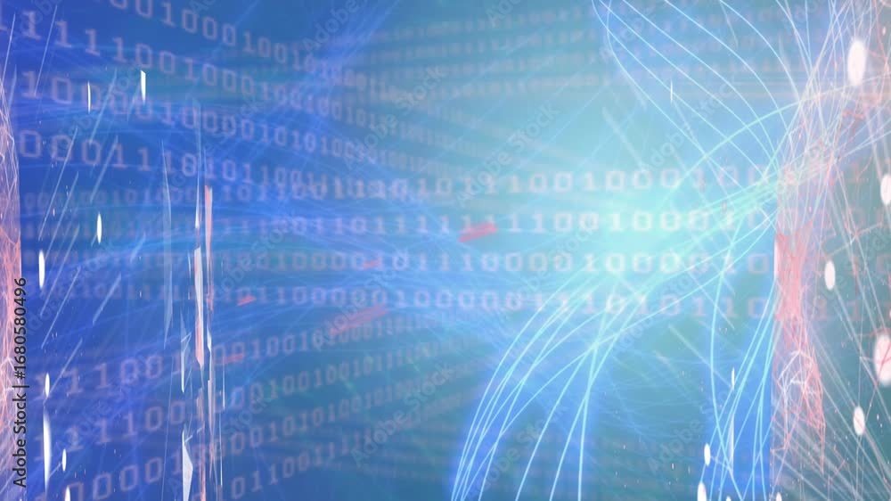 Aufkleber animation of binary code in blue digital space