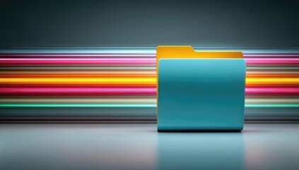 Teal folder icon with vibrant colored lines