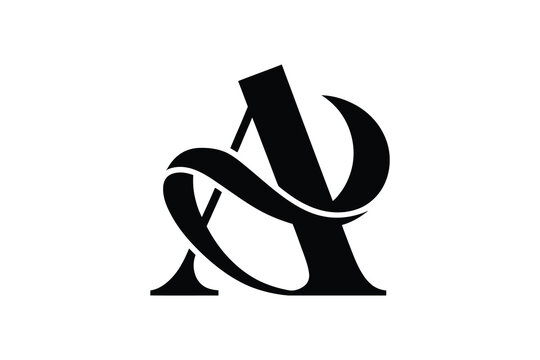 A stylized black letter a with a swirling accent on a white background design