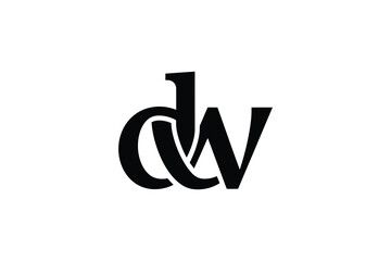 A monogram design featuring the letters d and w intertwined in black on white