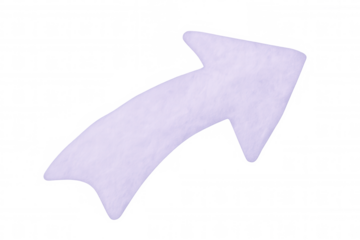Purple fluffy arrow pointing upward and rightward, enhancing design with playful graphic element against transparent backdrop