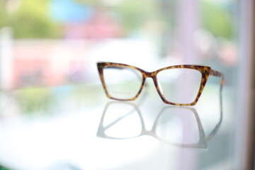 glasses on a table background 
