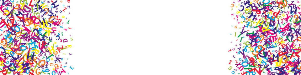 Scattered letters of latin alphabet. Colorful