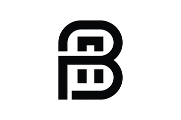A bold black letter b logo design with geometric shapes on a white background