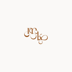 wedding initial concept caligraphic style monogram letter luxury minimalist logo design KM