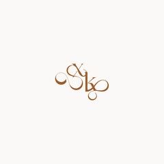 wedding initial concept caligraphic style monogram letter luxury minimalist logo design KX