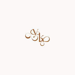 wedding initial concept caligraphic style monogram letter luxury minimalist logo design KY