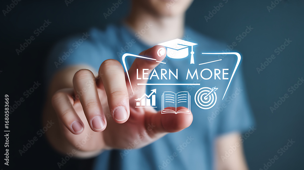 Aufkleber envisioning the future of education a person interacting with a digital interface to unlock knowledg