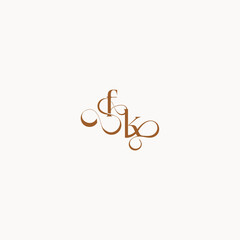 wedding initial concept caligraphic style monogram letter luxury minimalist logo design KF