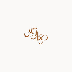 wedding initial concept caligraphic style monogram letter luxury minimalist logo design KG
