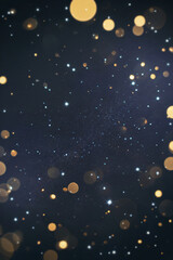 Dark night sky with scattered golden and white bokeh lights image