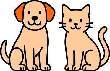 Cute cat and dog vector illustration in flat design, simple and modern pet icons, adorable animal characters for pet care, veterinary, adoption, and animal lovers artwork.