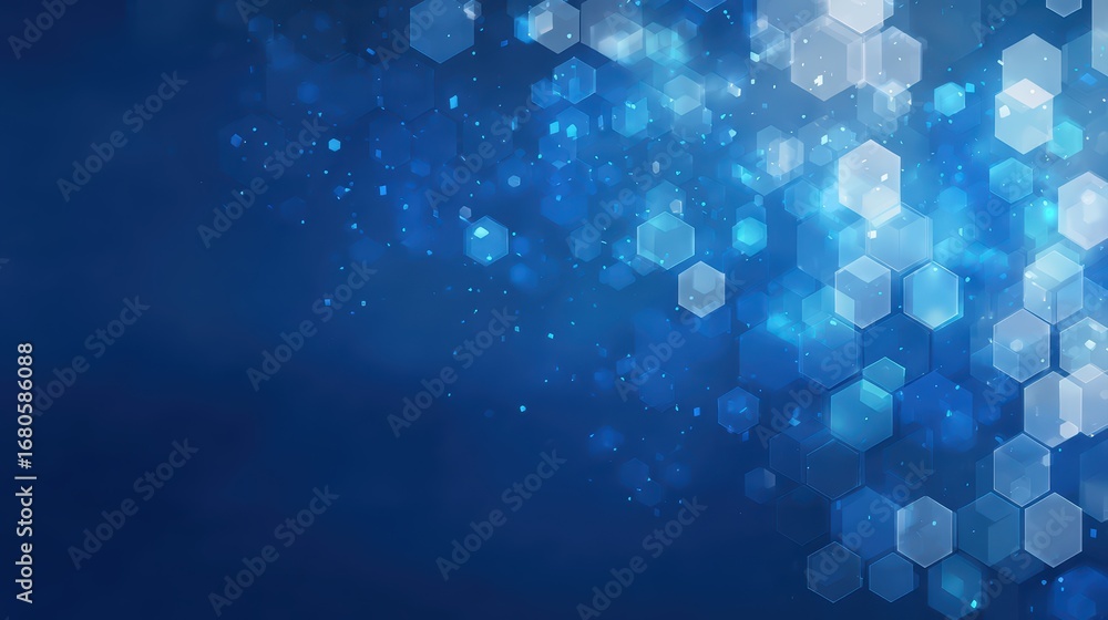 Poster vibrant technoinspired blue backdrop with hexagonal pattern ideal for modern design projects, evokin