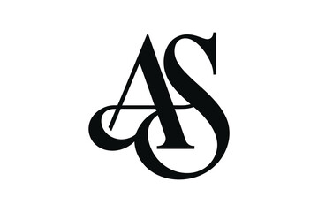 A stylized black and white logo featuring the letters a and s intertwined together