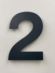 The number two created from 3D metal