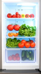 Fresh produce inside a refrigerator