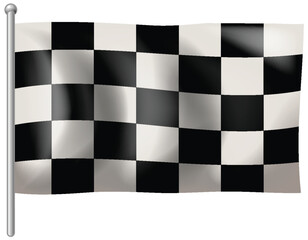 Fototapeta premium Waving Black and White Checkered Racing Flag Illustration
